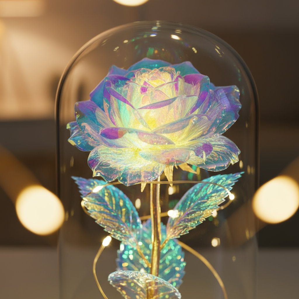 🟨Künstliche Rose aus Goldfolie und konservierte Blume