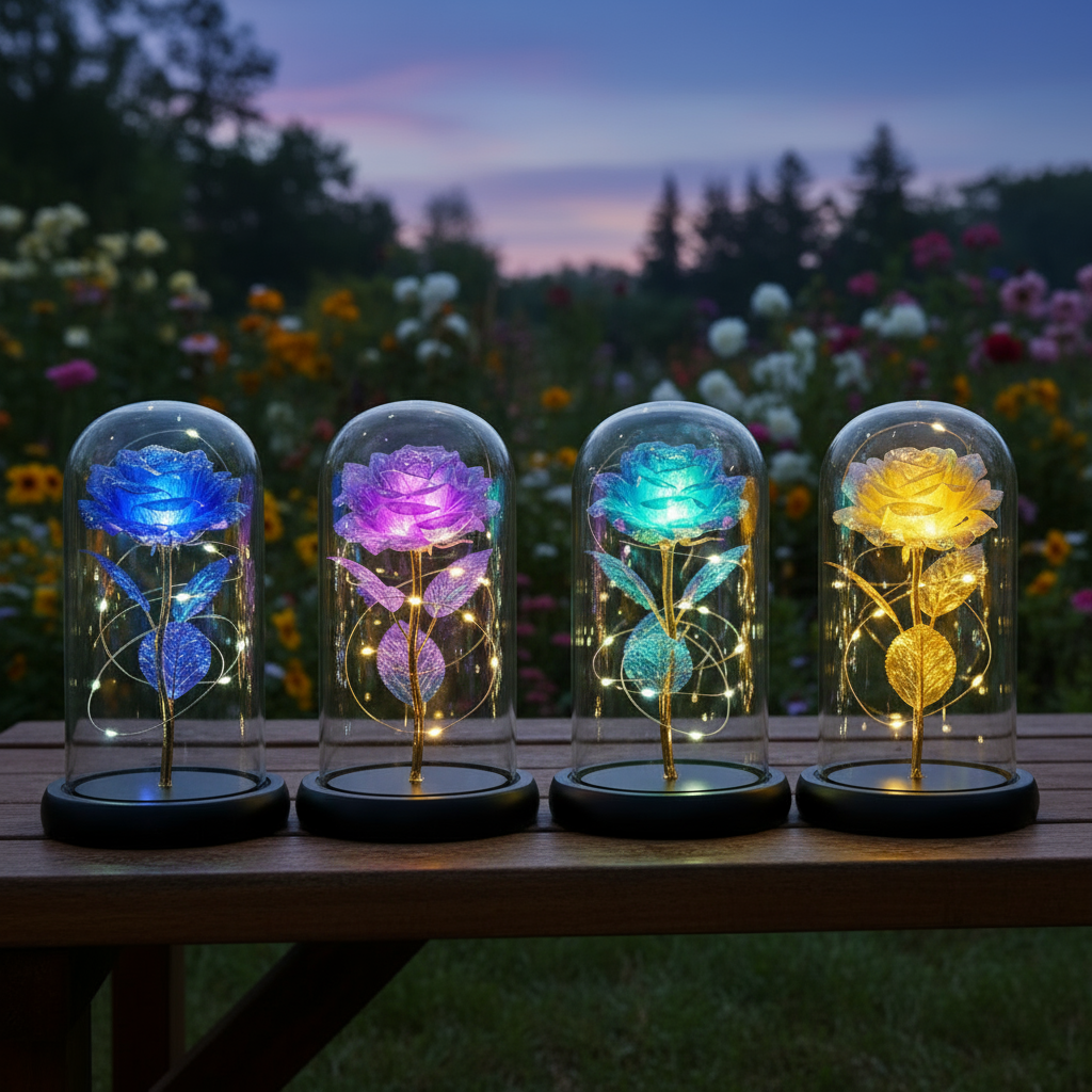 🟨Künstliche Rose aus Goldfolie und konservierte Blume