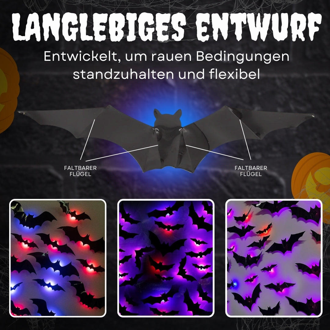🟨🔥 Letzter Tag 50 % Rabatt 🔥Limitierte Auflage: 30 Stück Halloween 3D-beleuchtete Fledermäuse