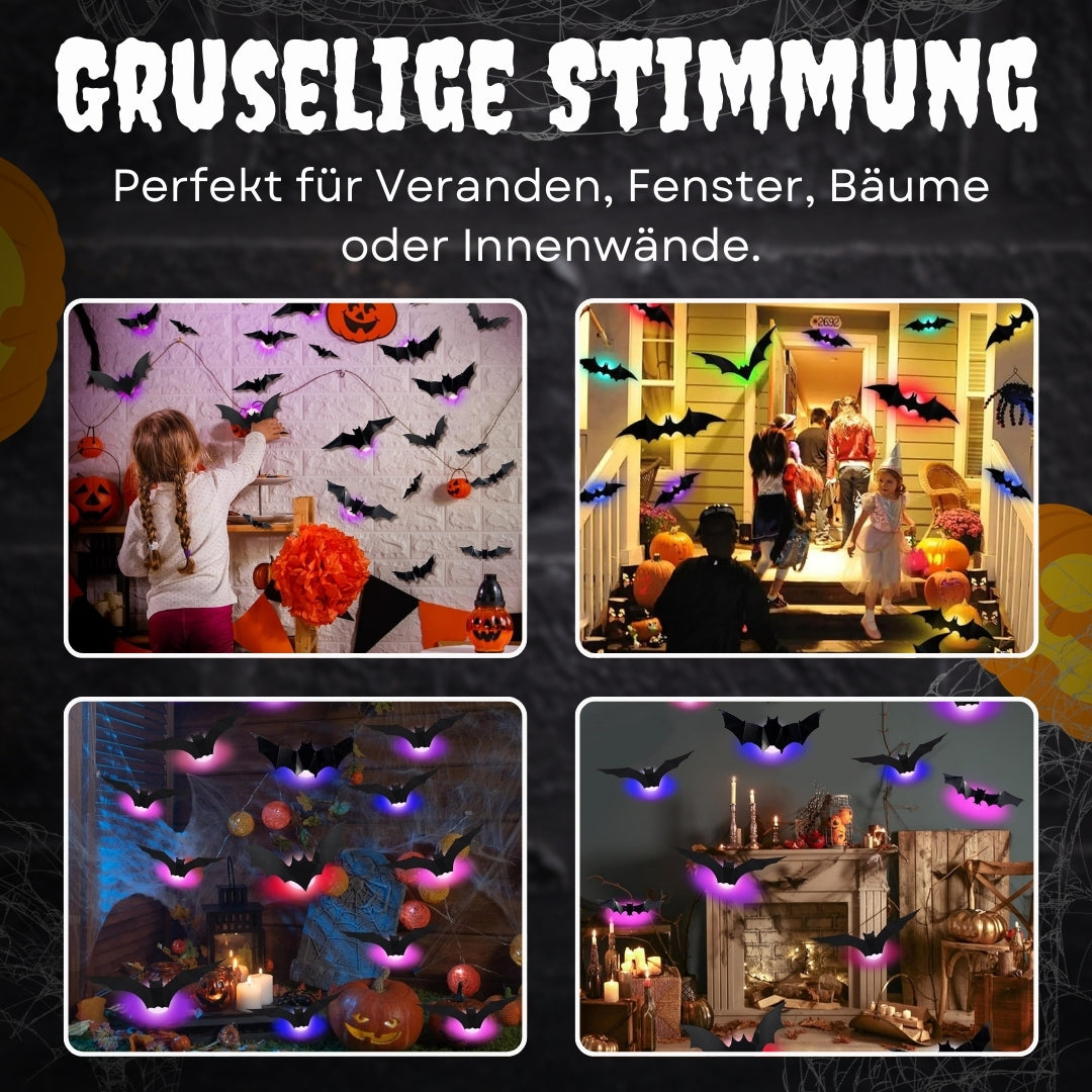 🟨🔥 Letzter Tag 50 % Rabatt 🔥Limitierte Auflage: 30 Stück Halloween 3D-beleuchtete Fledermäuse