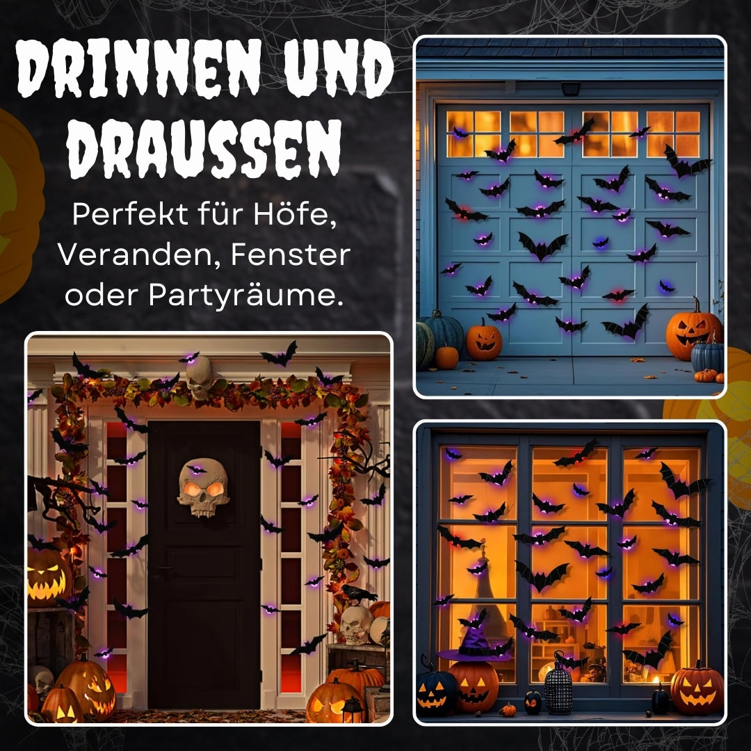 🟨🔥 Letzter Tag 50 % Rabatt 🔥Limitierte Auflage: 30 Stück Halloween 3D-beleuchtete Fledermäuse