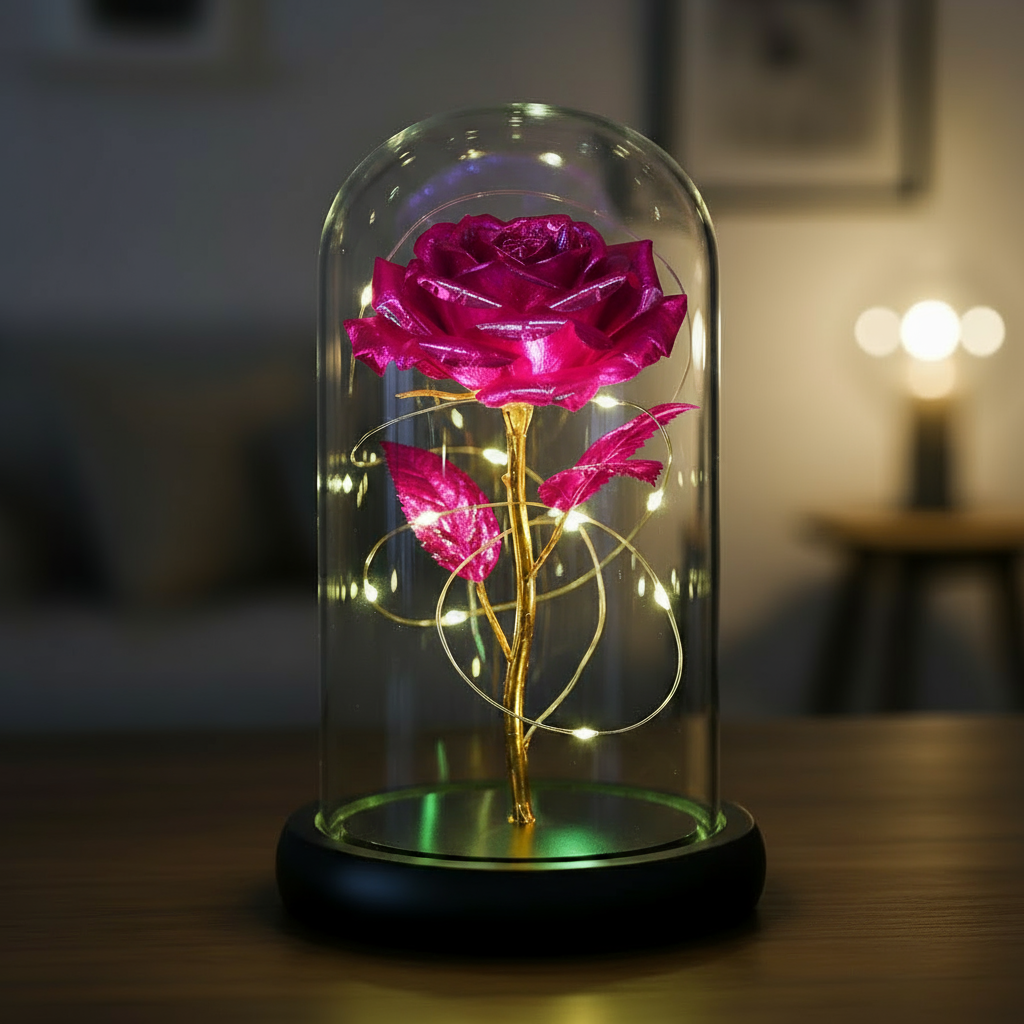 🟨Künstliche Rose aus Goldfolie und konservierte Blume