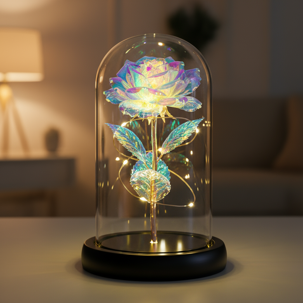 🟨Künstliche Rose aus Goldfolie und konservierte Blume