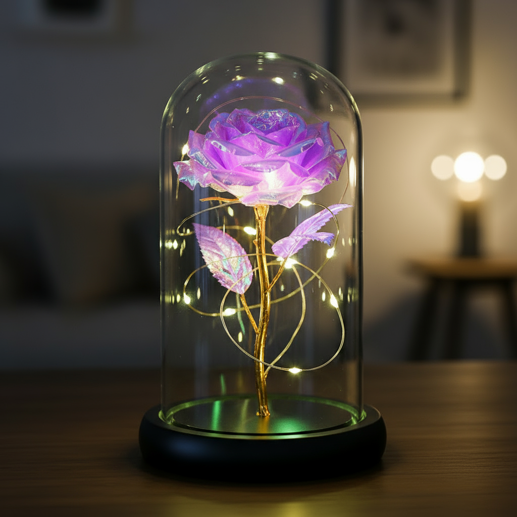 🟨Künstliche Rose aus Goldfolie und konservierte Blume