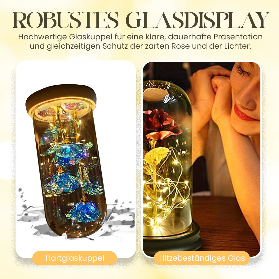 🟨Künstliche Rose aus Goldfolie und konservierte Blume