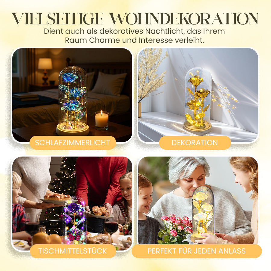 🟨Künstliche Rose aus Goldfolie und konservierte Blume