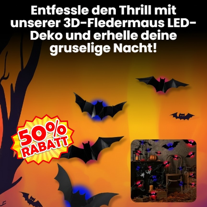 🟨🔥 Letzter Tag 50 % Rabatt 🔥Limitierte Auflage: 30 Stück Halloween 3D-beleuchtete Fledermäuse