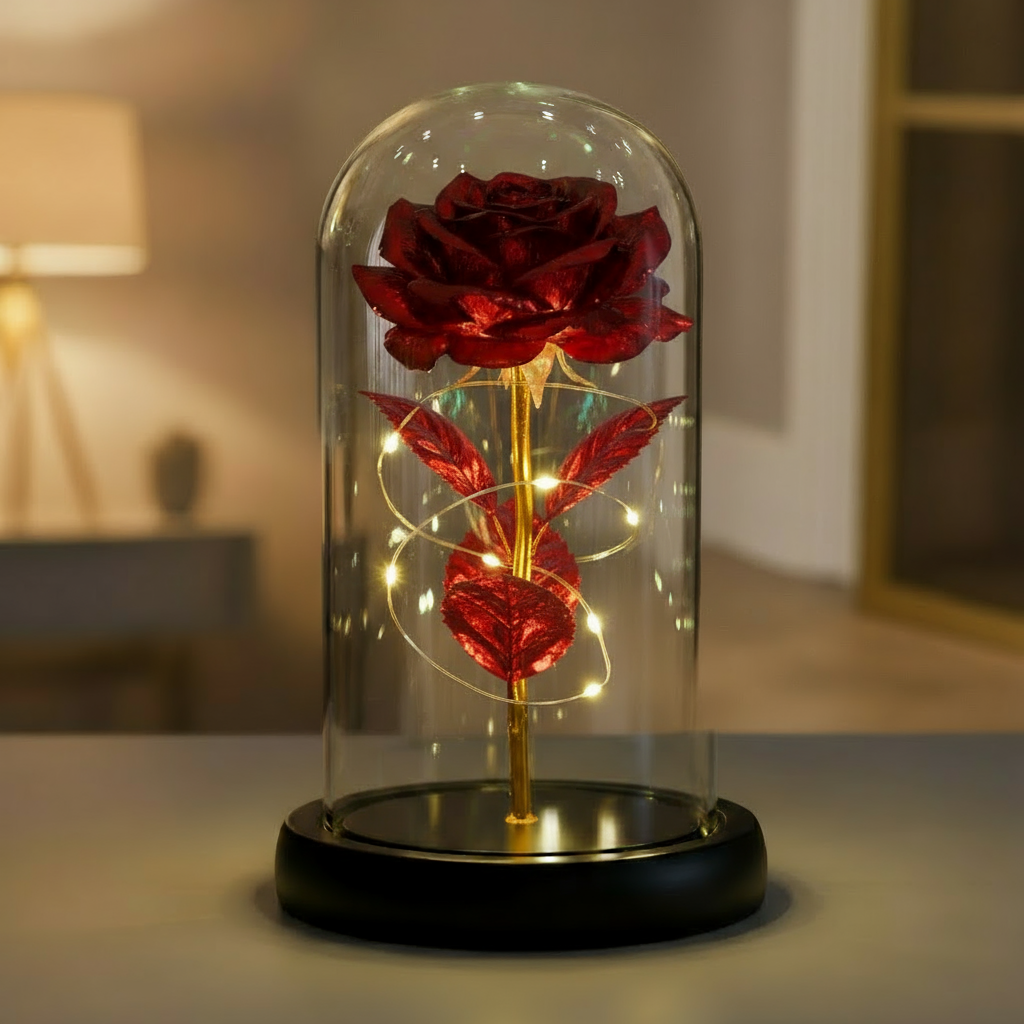 🟨Künstliche Rose aus Goldfolie und konservierte Blume