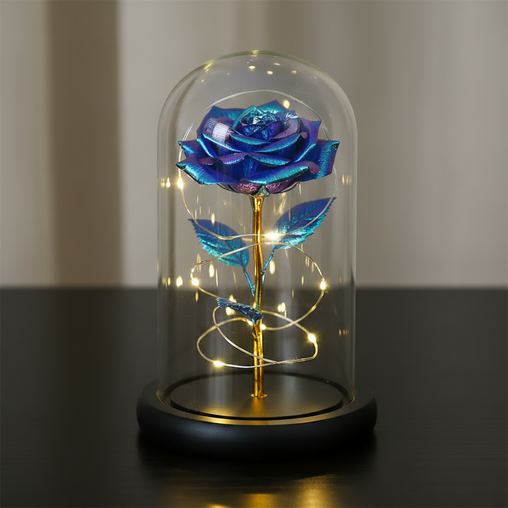 🟨Künstliche Rose aus Goldfolie und konservierte Blume