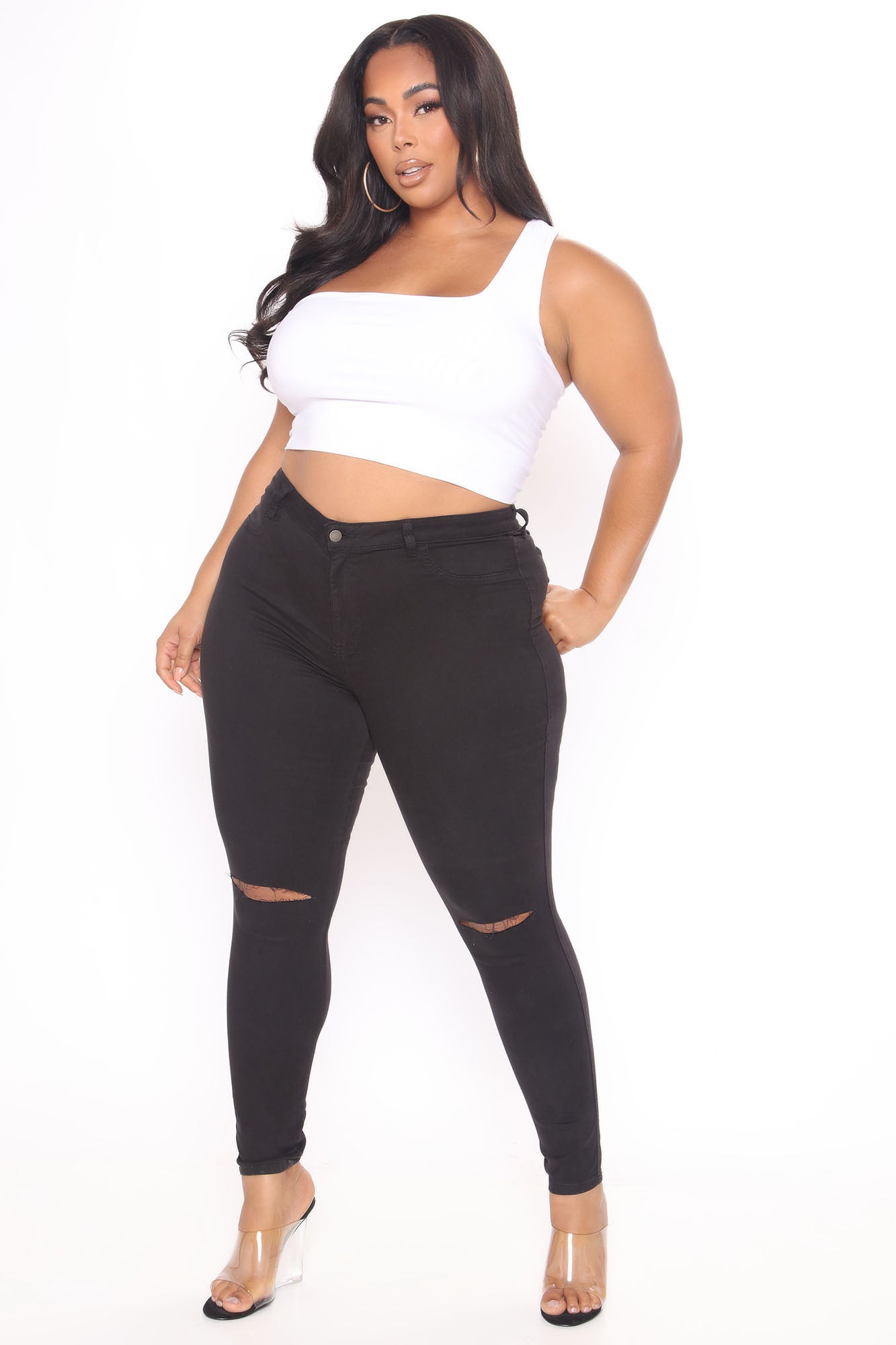 Skinny Jeans mit schmaler Taille - Schwarz