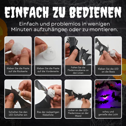 🟨🔥 Letzter Tag 50 % Rabatt 🔥Limitierte Auflage: 30 Stück Halloween 3D-beleuchtete Fledermäuse