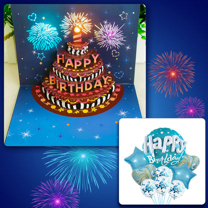 LIGHTS & SOUND Pop up Happy Birthday Card Set🎈