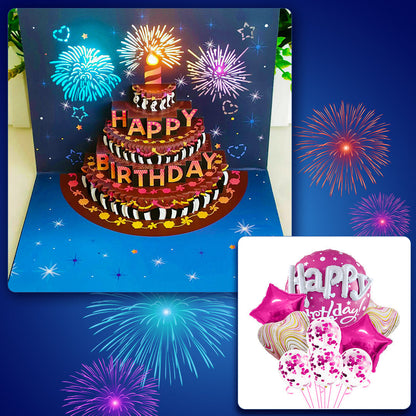 LIGHTS & SOUND Pop up Happy Birthday Card Set🎈