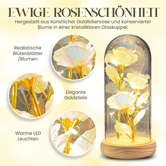 🟨Künstliche Rose aus Goldfolie und konservierte Blume
