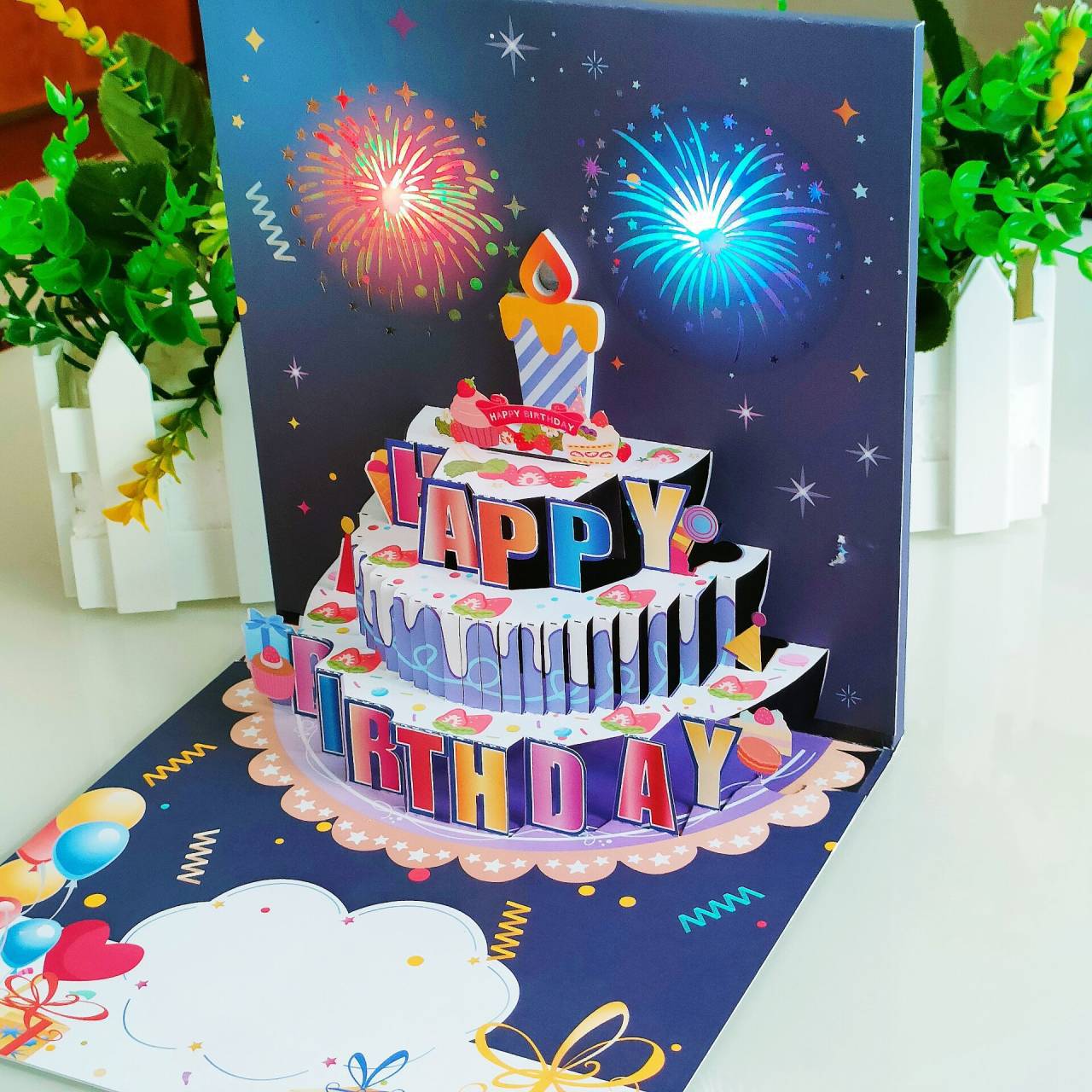 LIGHTS & SOUND Pop up Happy Birthday Card Set🎈